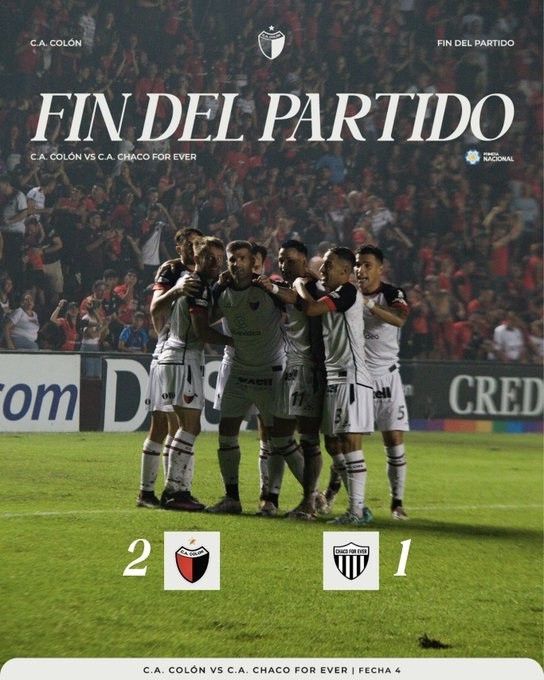 CLUB ATLETICO COLÓN EN BASE A UNA GRAN ENTREGA LE GANO A CHACO FOR EVER 2-1 