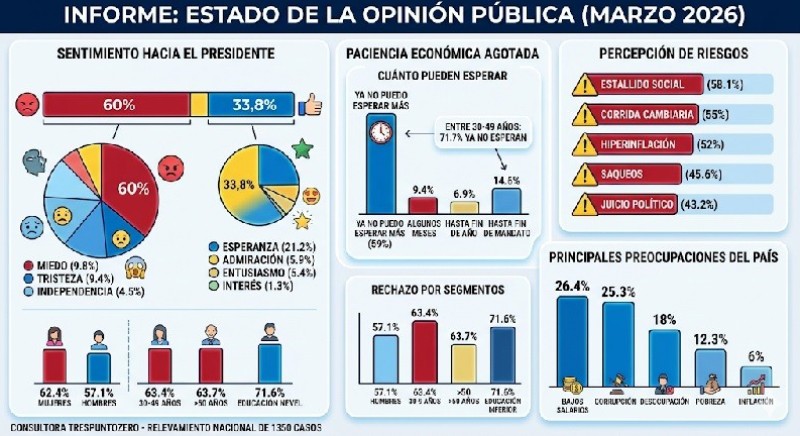 PREOCUPANTE CAIDA DE LA IMAGEN DEL PRESIDENTE JAVIER MILEI 