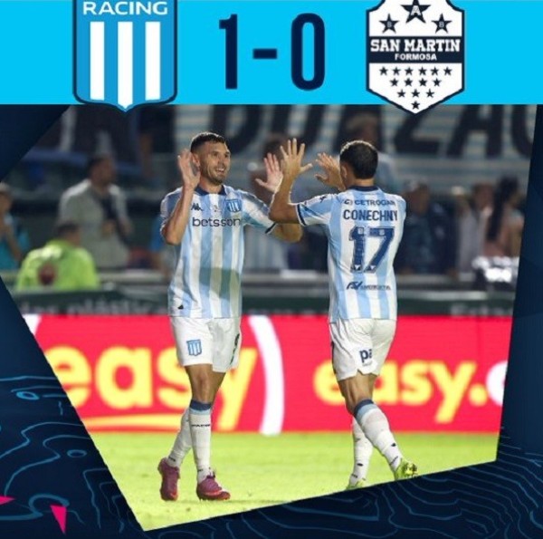 COPA ARGENTINA: RACING CON MARAVILLA MARTINEZ SELLO EL PASE DE FASE 