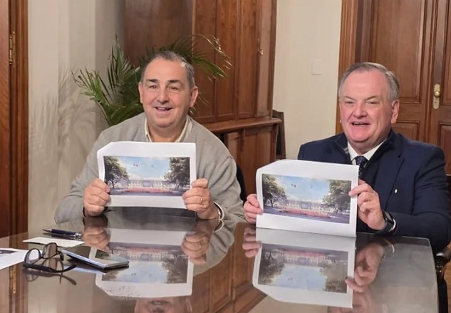 El Presidente del Senado Felipe Michlig recibi&oacute; al intendente Poletti por la puesta en valor de Plaza Italia