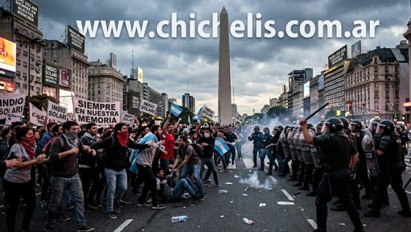 Incidentes en el Obelisco durante el homenaje al Indio Solari: otra jornada de corridas y detenidos en el centro porte&ntilde;o