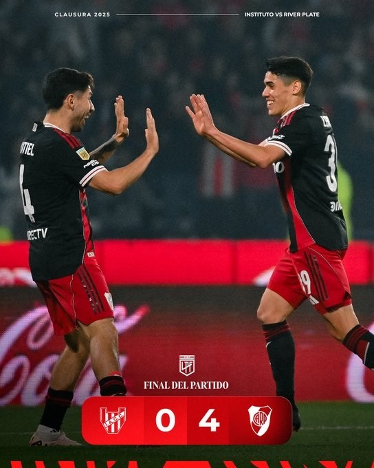 RIVER RECUPERA SU FUERZA GOLEADORA Y VENCIO A INSTITUTO 4-0 EN CÓRDOBA 
