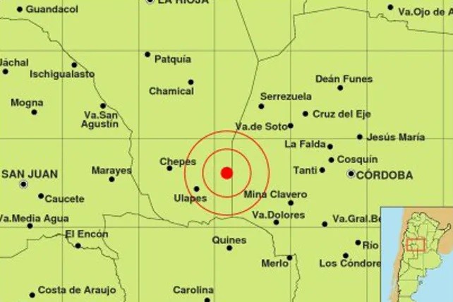 Un temblor de 3,4 grados se sintió en localidades de Córdoba y San Luis