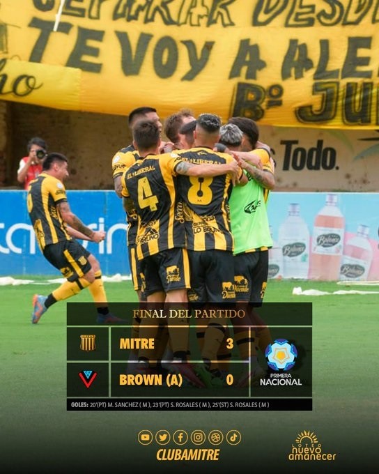 Mitre goleó a Brown de Adrogué y quedó a seis goles de ingresar en zona de reducido
