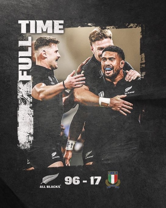 Los All Blacks apabullaron 96-17 a Italia y dieron una muestra de carácter en el Mundial de rugby