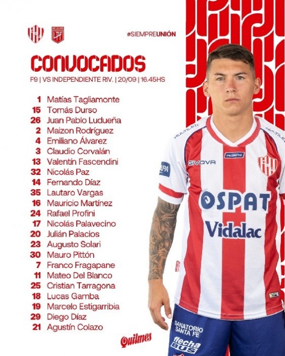 UNIÓN CON TREMENDA EXPECTATIVA RECIBE A INDEPENDIENTE RIVADAVIA 16.45